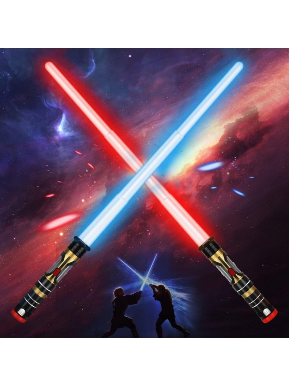 2 Pack LED Light Up Swords for Kids - Dark Saber, Sound & Retractable Features